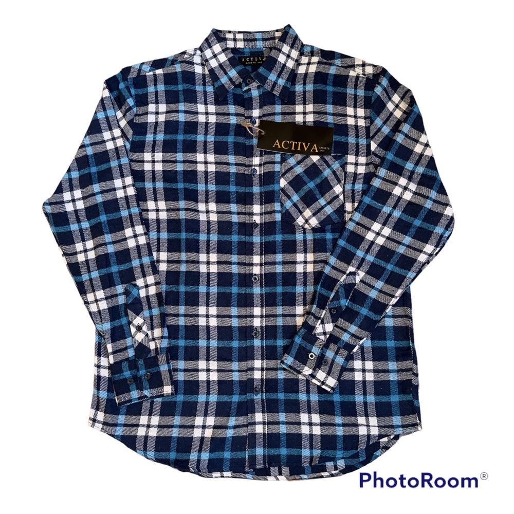 Men's Activa Sports Inc Flannel NWT Size Large Color Blue